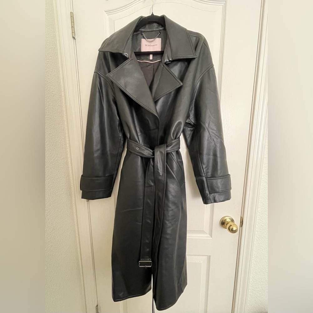 BCBGeneration black vegan leather Trench Coat